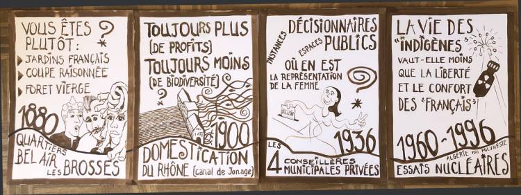 « Le jardin qui raconte des histoires » vous invite à venir découvrir la vie du quartier de 1850 à 2050.